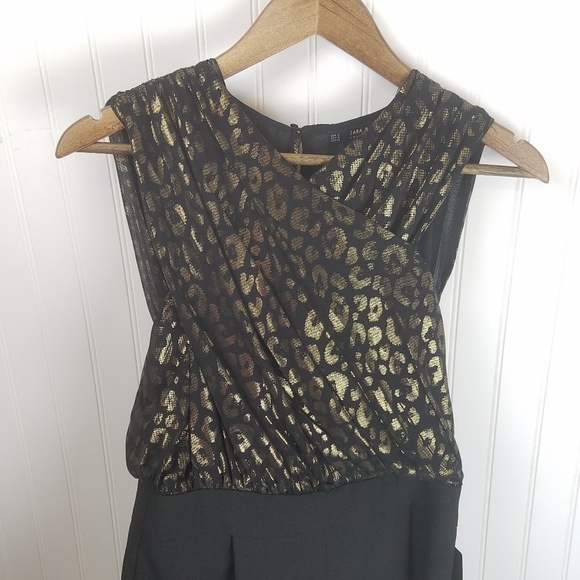 Zara Basic Gold Metallic Leopard Print Romper - Picture 5 of 8